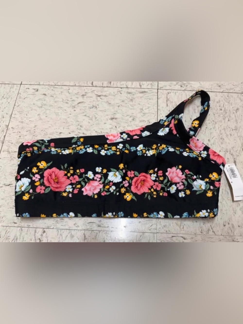 Women’s Black Floral Bikini Top